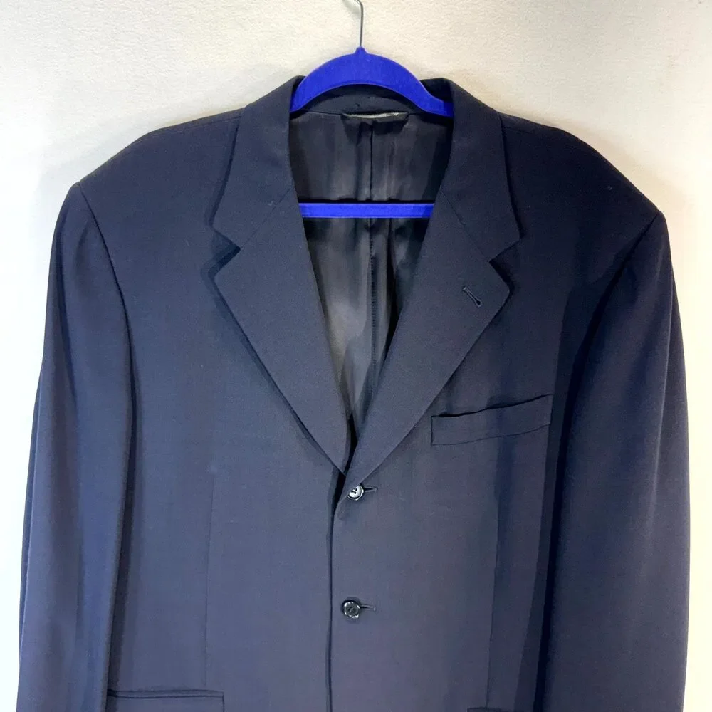 CANALI Proposta Mens Navy Blue Wool Blazer Jacket‎ Made in Italy Size 54 L
